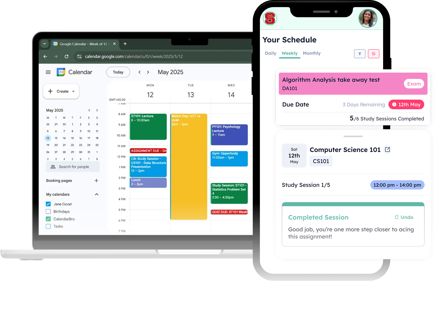 CalendarBro Desktop and Mobile Interface