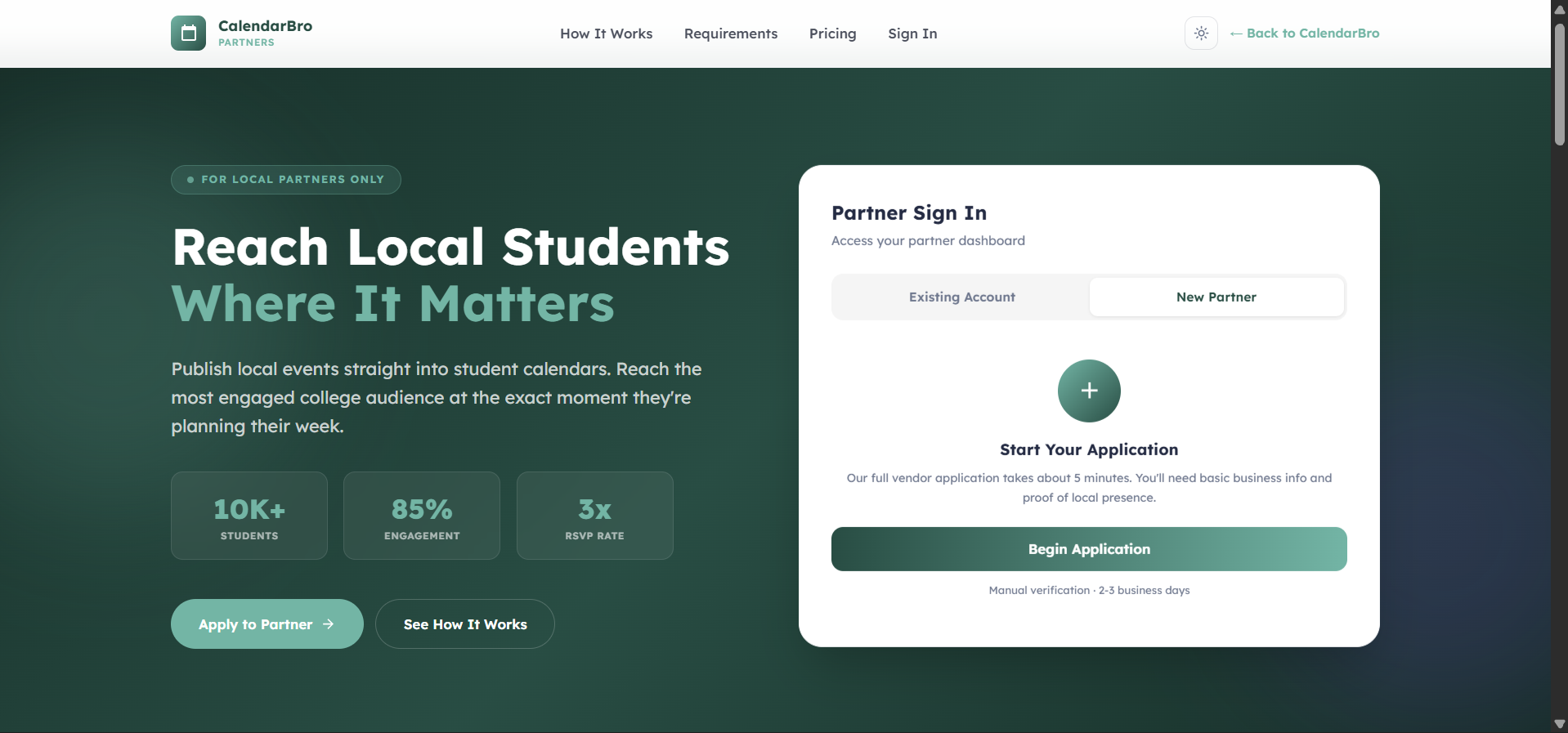 Partner application — light mode